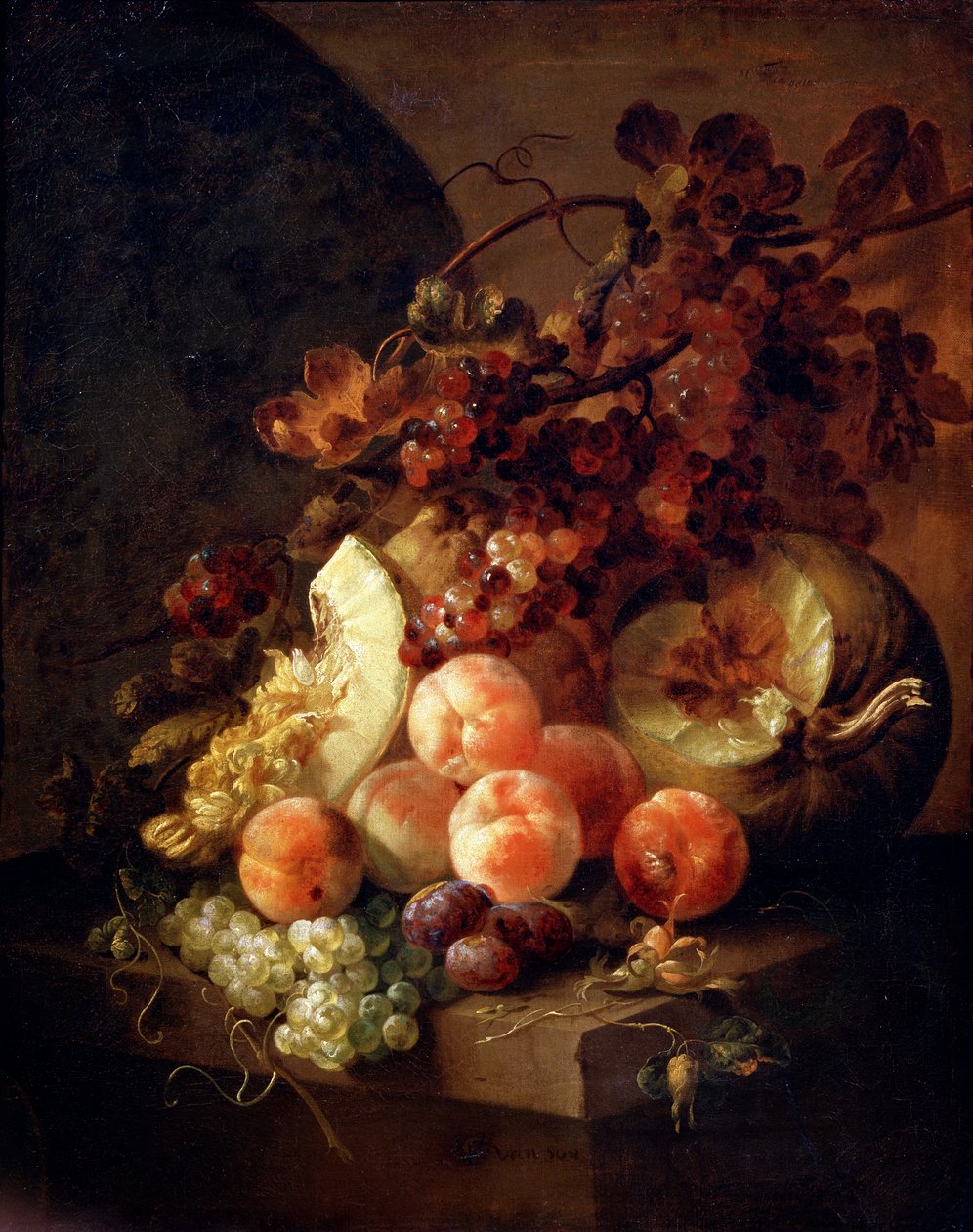 Şeftali ile Natürmort, 17. yüzyılın sonu veya 18. yüzyılın başı. by Jan Frans van Son