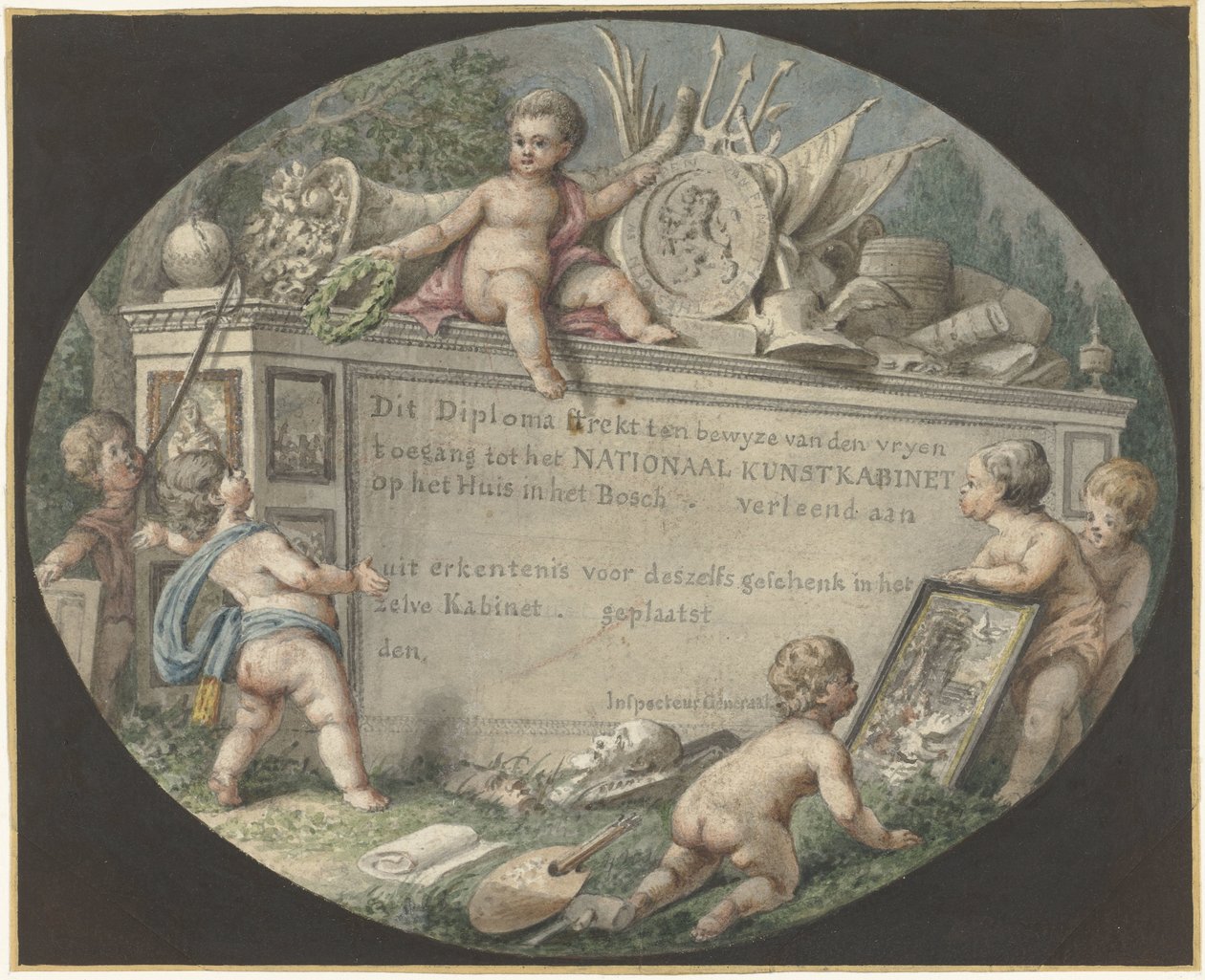 Huis ten Bosch'taki Ulusal Sanat Dolabı için bir giriş bileti tasarımı by Jan Gerard Waldorp (possibly)