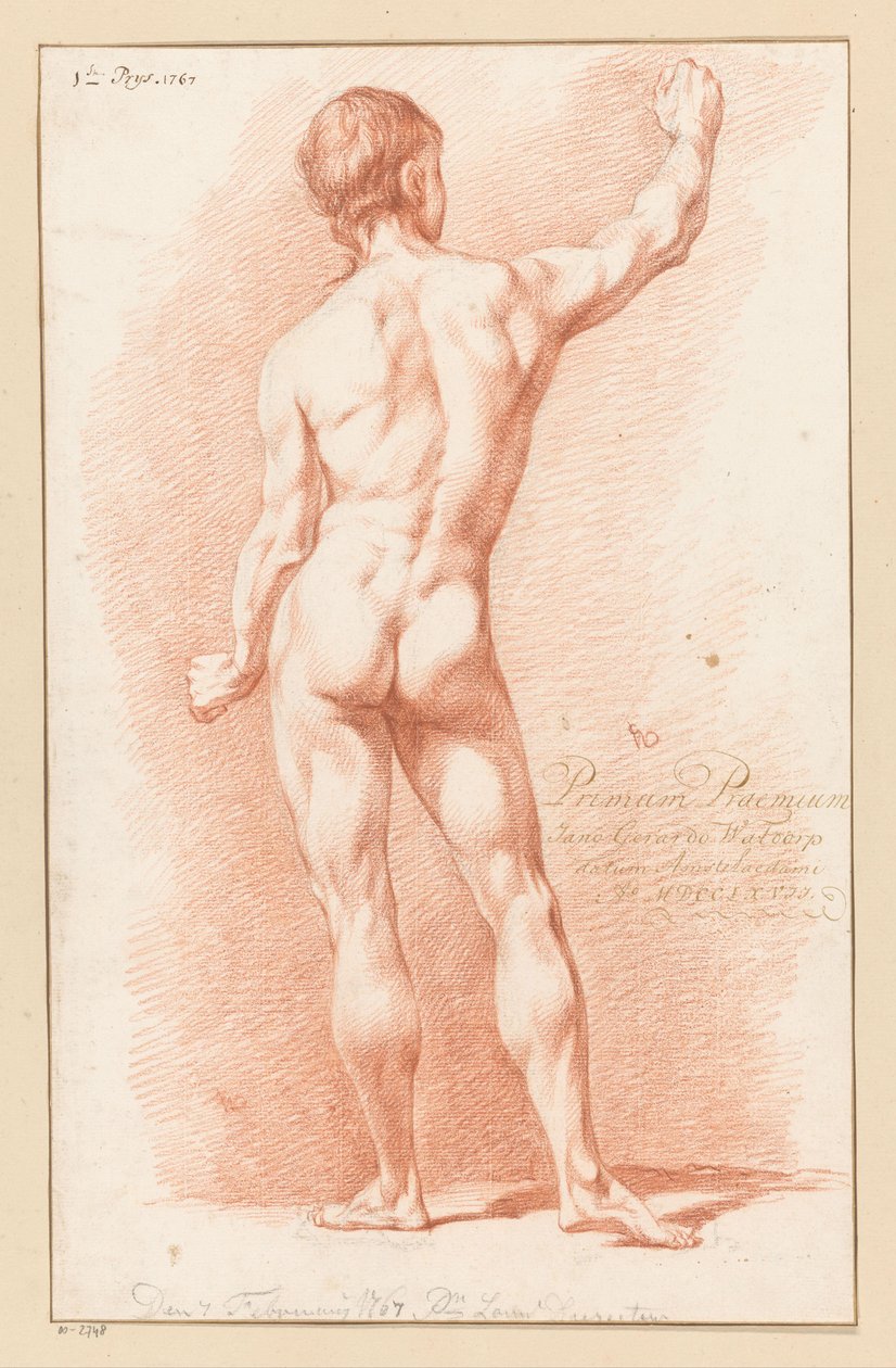 Arkadan görülen çıplak erkek ayakta (1.lik ödülü 1767) by Jan Gerard Waldorp