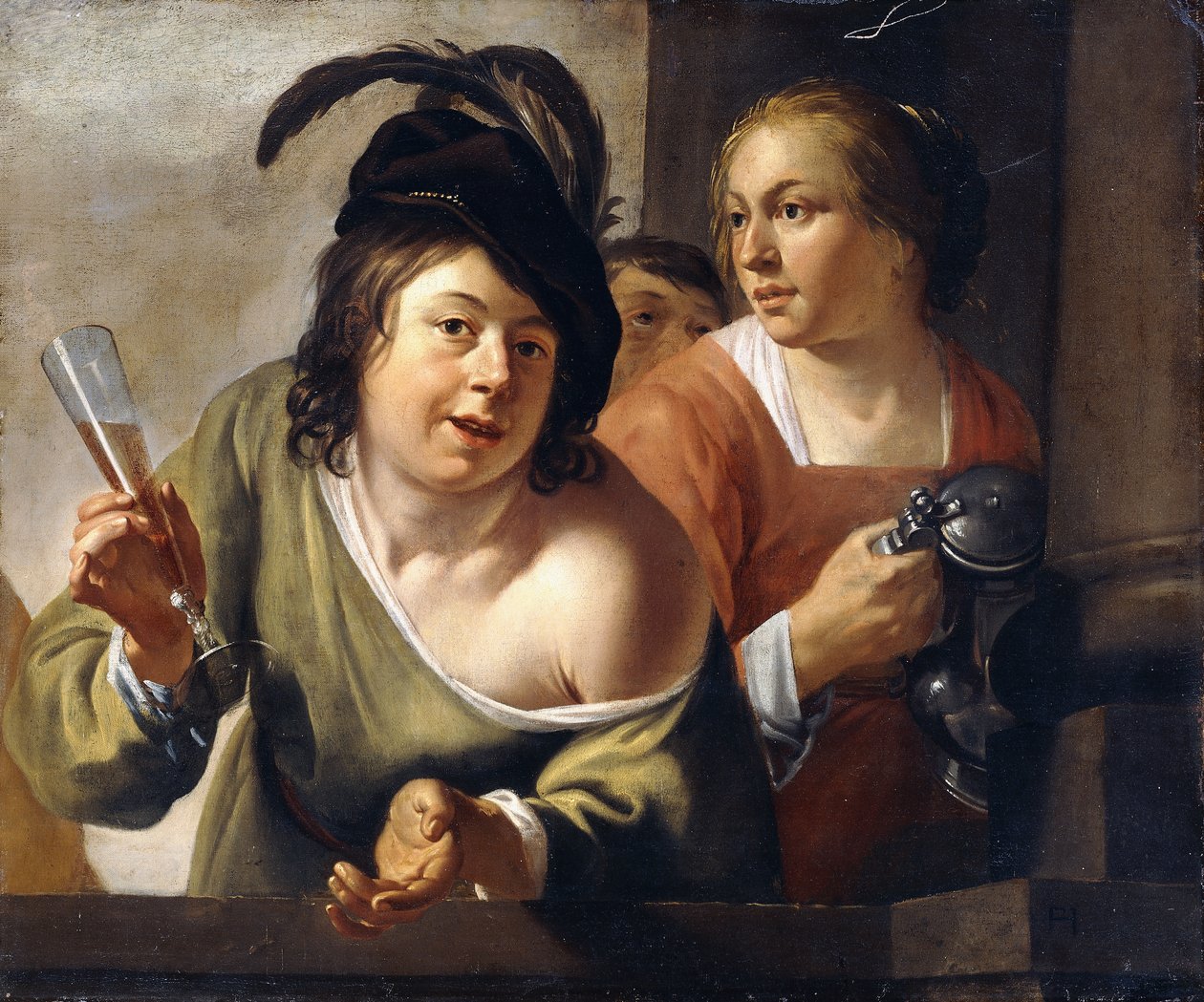 Balkonda İçen Genç Bir Toper ve Bir Hizmetçi, by Jan Gerritsz. van Bronckhorst