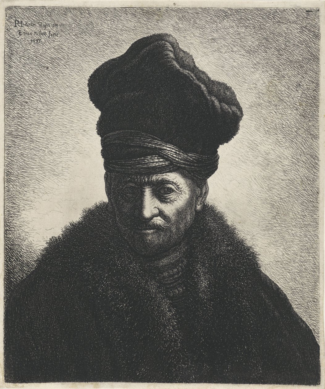 Kürk şapkalı bir adamın büstü Rembrandt