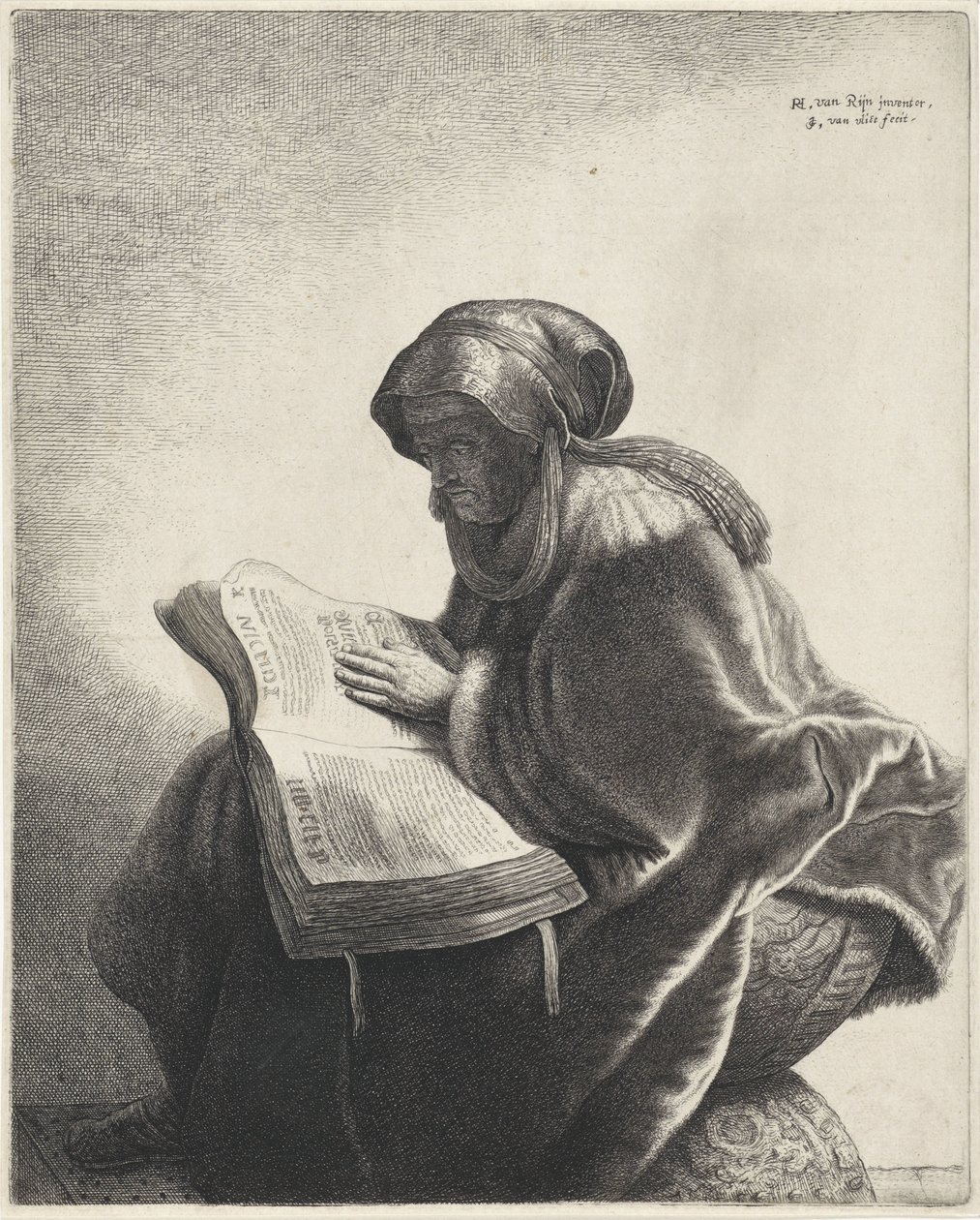 yaşlı kadın okumak by Jan Gillisz. van Vliet