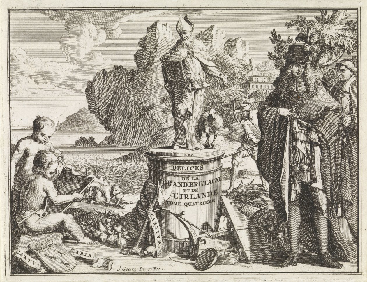 Voetstuk, heilige Thomas Becket ile tanıştı Titelpagina voor J. Beeverell, The Delights of Great Britain and Ireland, deel 4, 1707 Büyük Britanya ve İrlanda