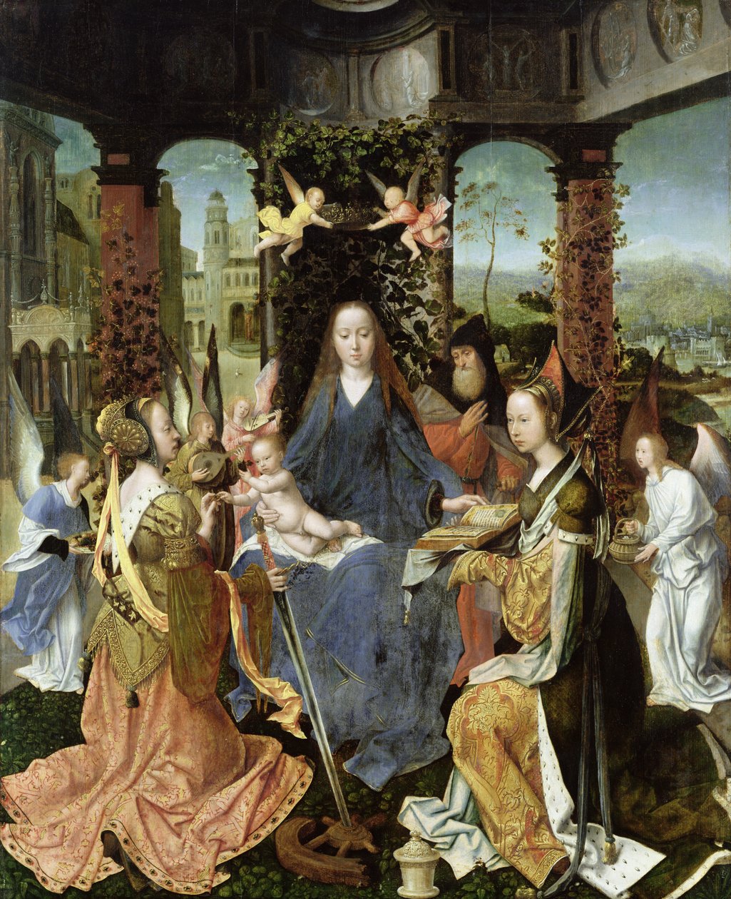 Madonna ve Çocuk, Mary Magdalene ve St. Catherine ile by Jan Gossaert