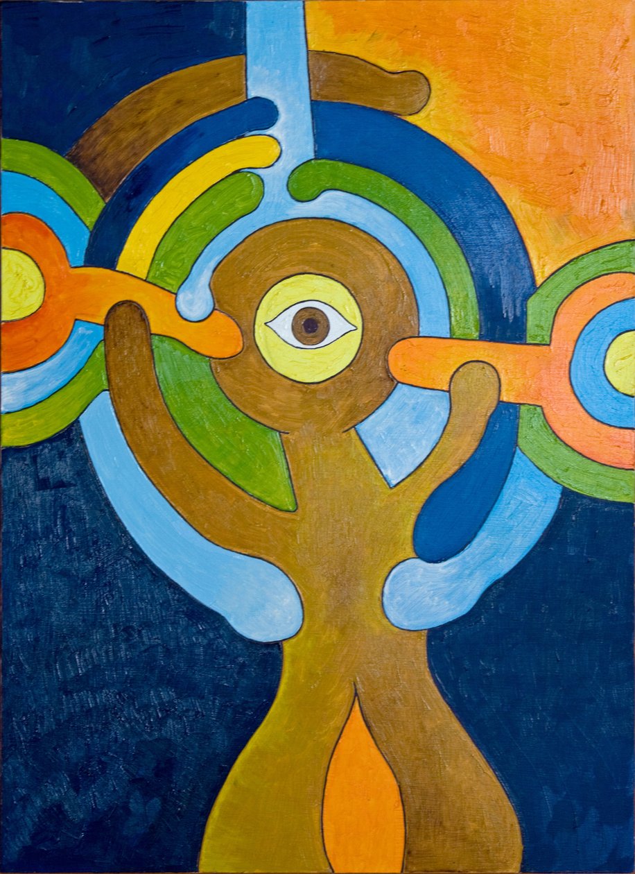 Tepegözler İçin Ani Bir Aydınlanma Anı, 2007 (tahta üzerine yağlı boya) by Jan Groneberg