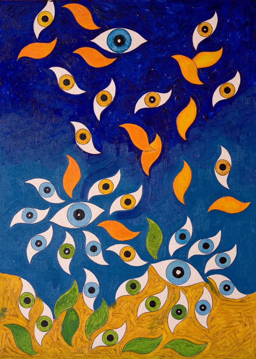 Gözler Yağmuru, 2006 (tahta üzerine yağlı boya) by Jan Groneberg