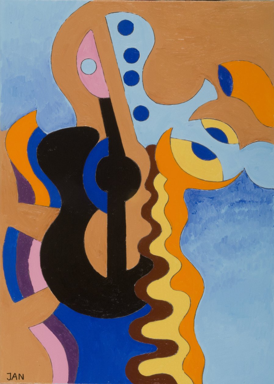 Siyah Gitar, 2009 (tuval üzerine yağlı boya) by Jan Groneberg