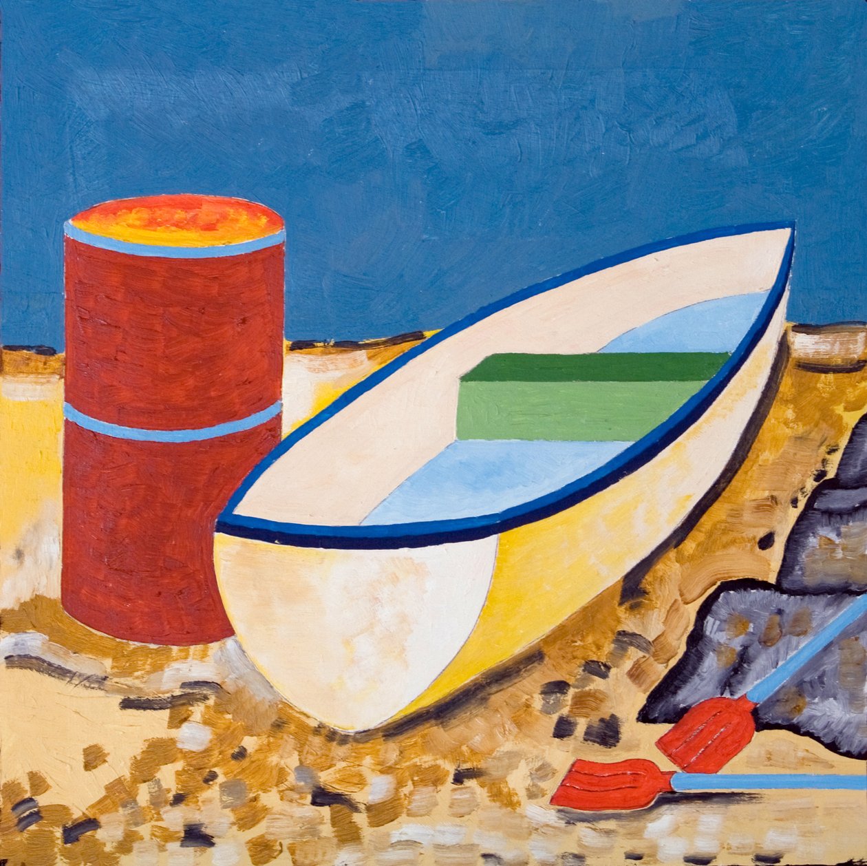 Tekne ve Fıçı, 2005 (tahta üzerine yağlı boya) by Jan Groneberg