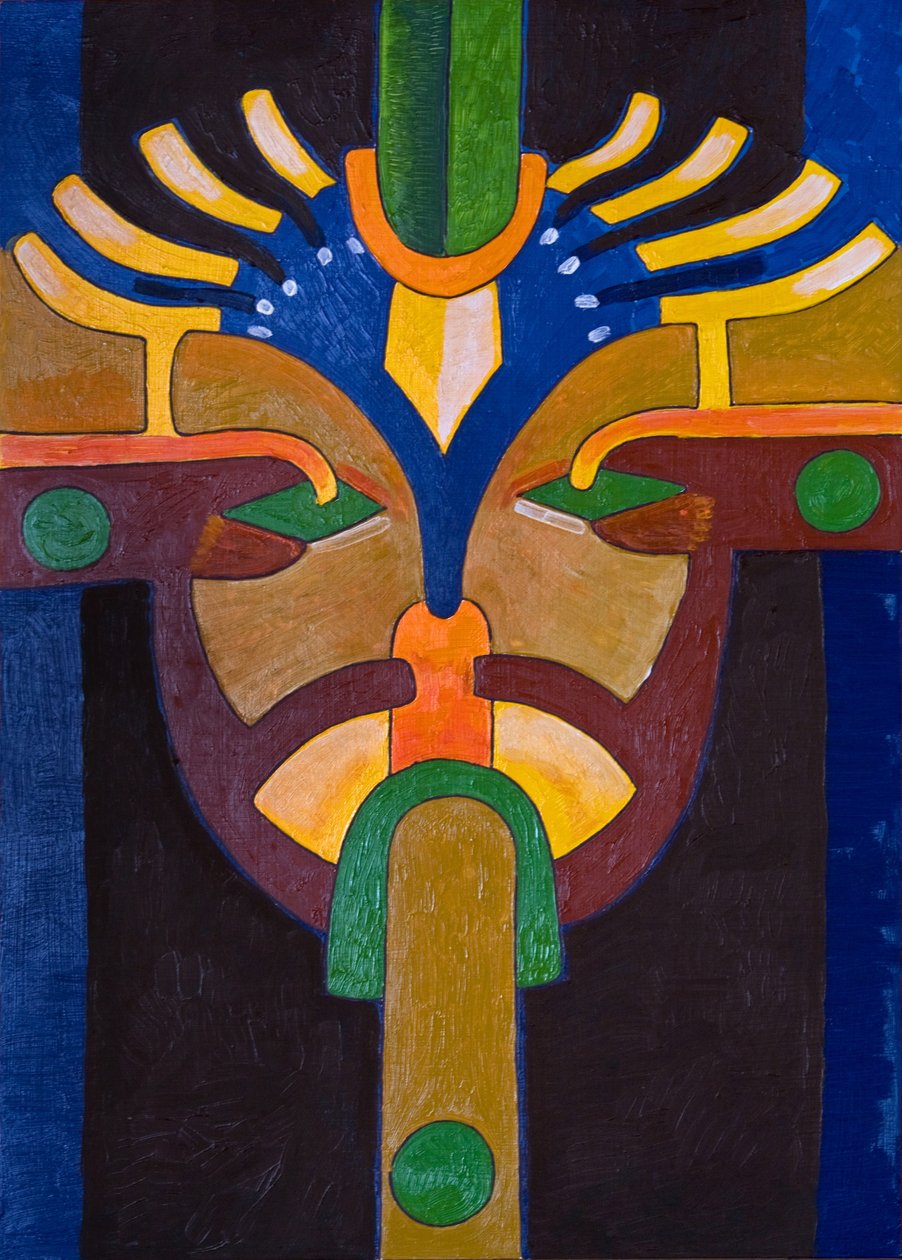 Bir Sığınaktaki ilk atalarımdan biri olarak Otoportre, 2007 (tahta üzerine yağlı boya) by Jan Groneberg
