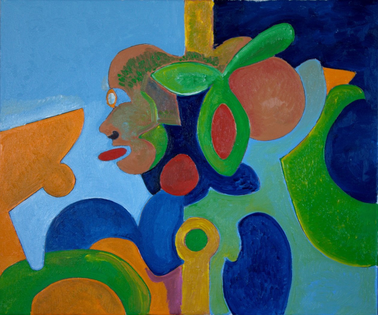 Yüksekten uçan bir domuz olarak otoportre, 2009 (tuval üzerine yağlı boya) by Jan Groneberg