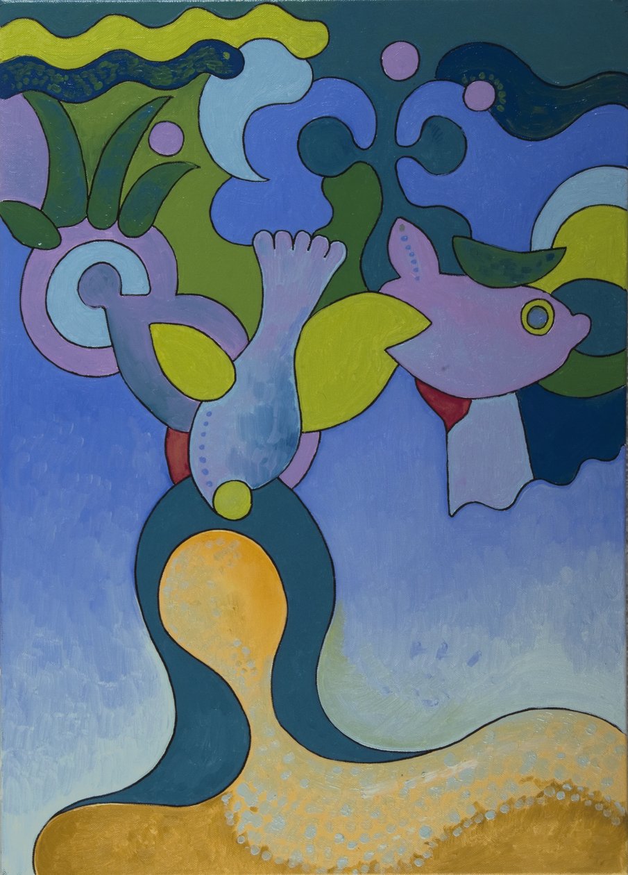 Kirli Sulardaki Küçük Deniz Kızı, 2007 (tuval üzerine yağlı boya) by Jan Groneberg