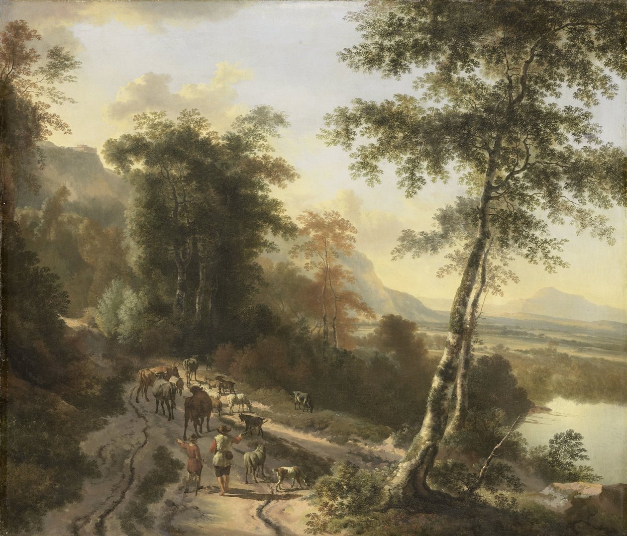 Sığır Sürücüleri ile Manzara by Jan Hackaert