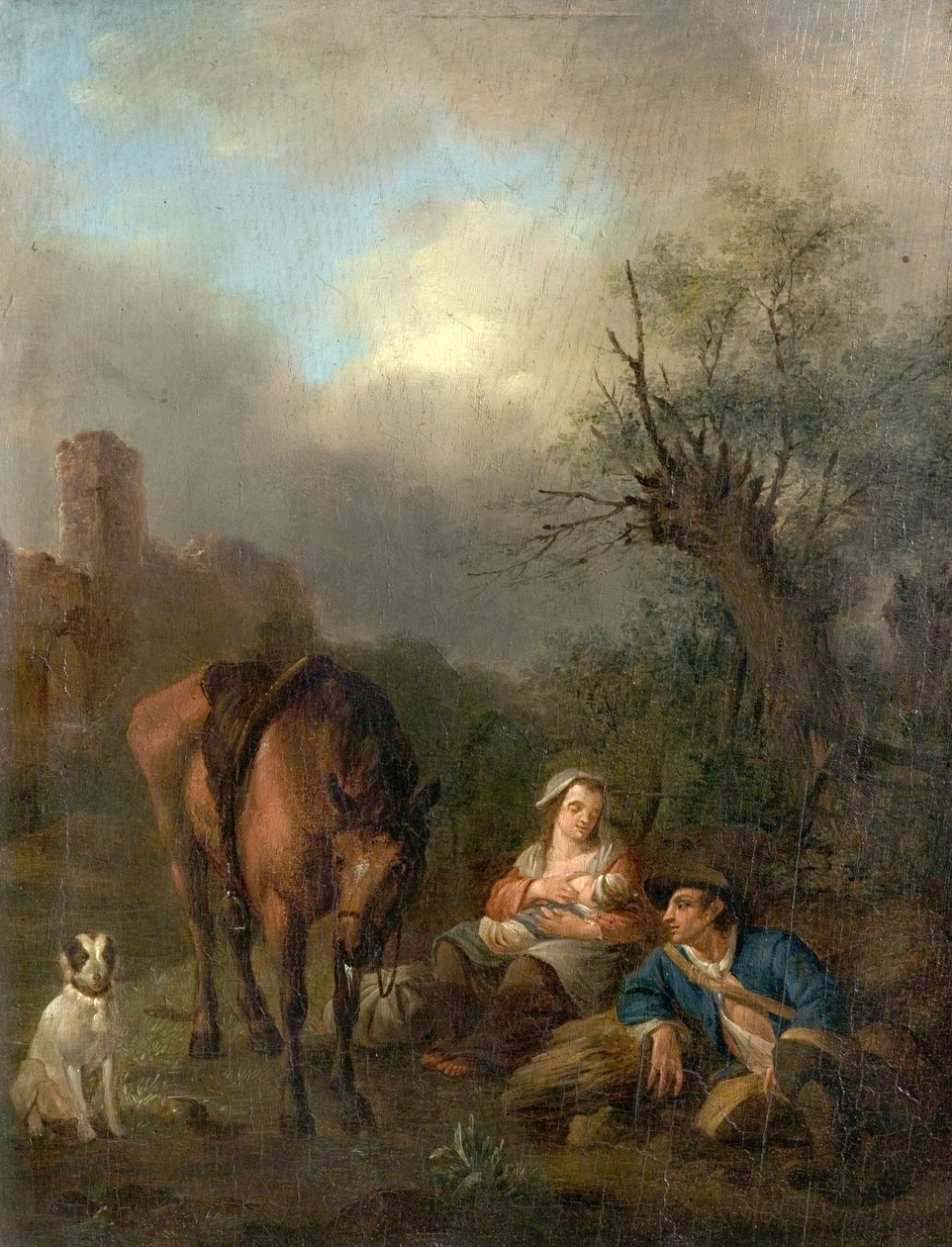 Rakamlar, Bir At ve Bir Köpek ile Manzara by Jan Hackaert