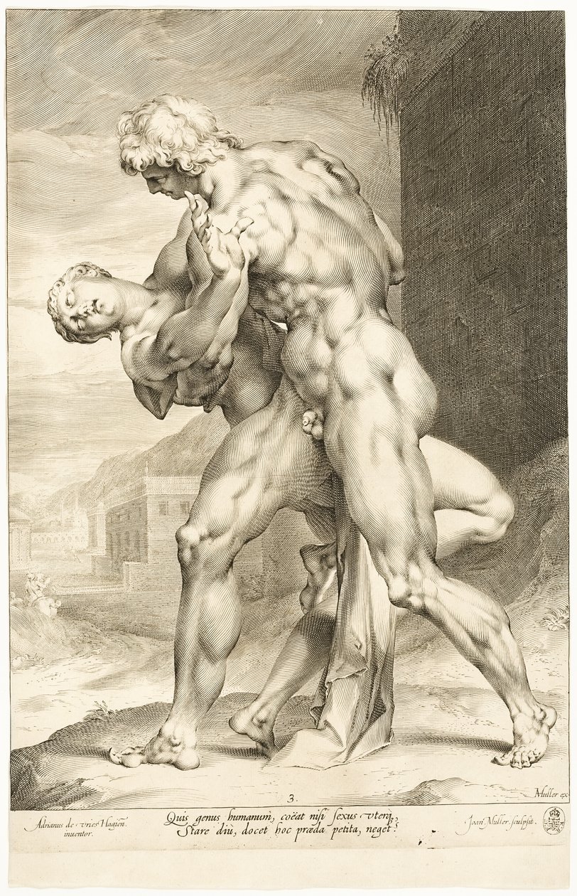 Sabine Kadınına Tecavüz, Yandan Görünüm by Jan Harmensz. Muller