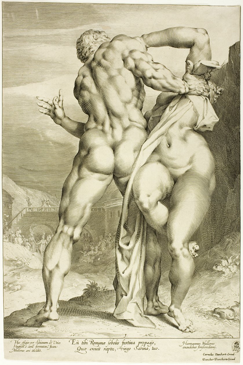 Sabine Kadınına Tecavüz, Arkadan Görünüm by Jan Harmensz. Muller