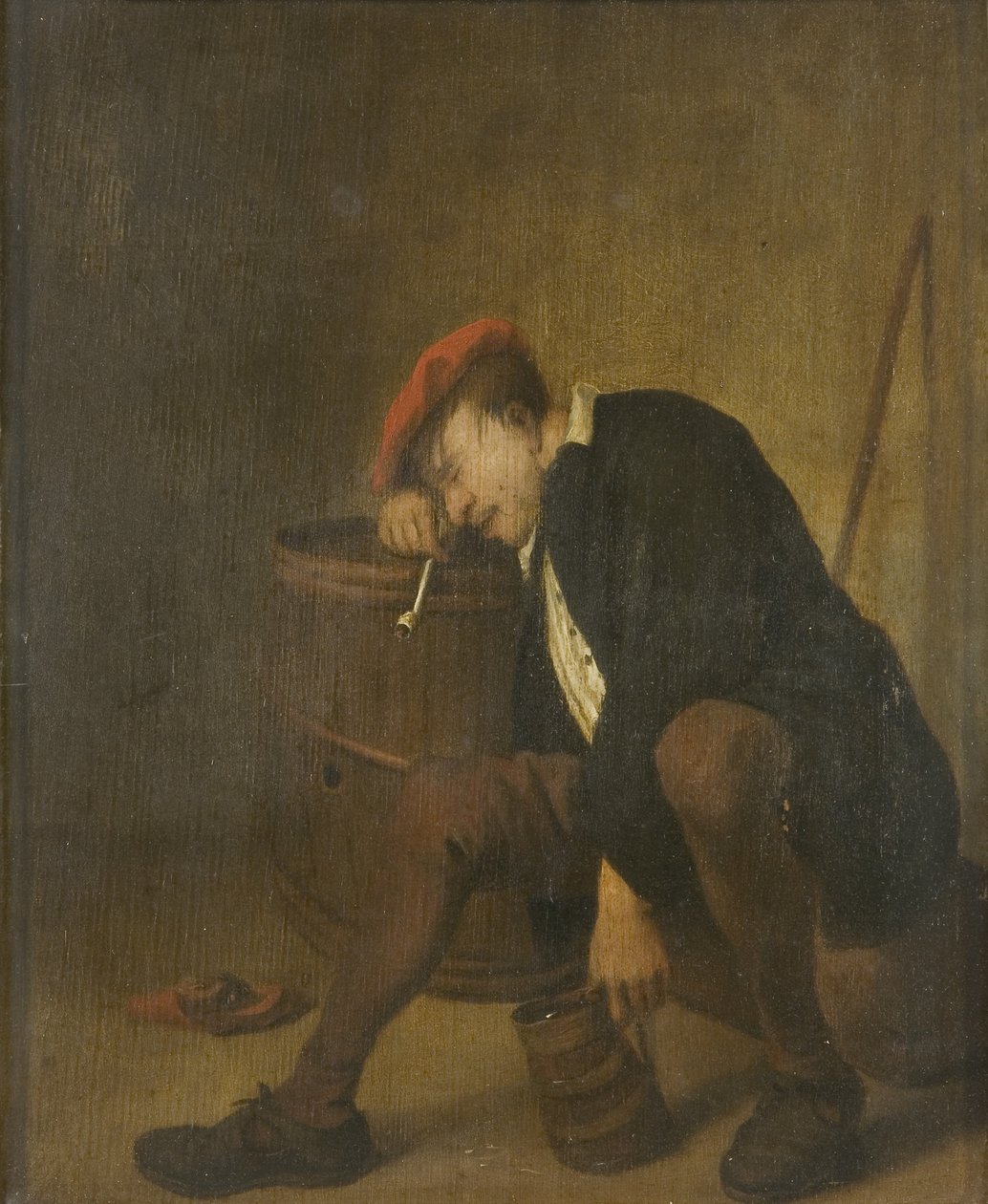 Uyuyan Adam (panelde yağ) by Jan Havicksz (school of) Steen