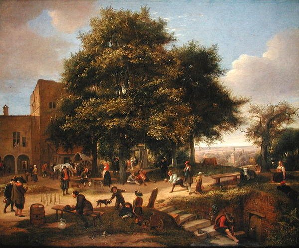 Skittle Oyuncuları Olan Bir Country Inn by Jan Havicksz. Steen
