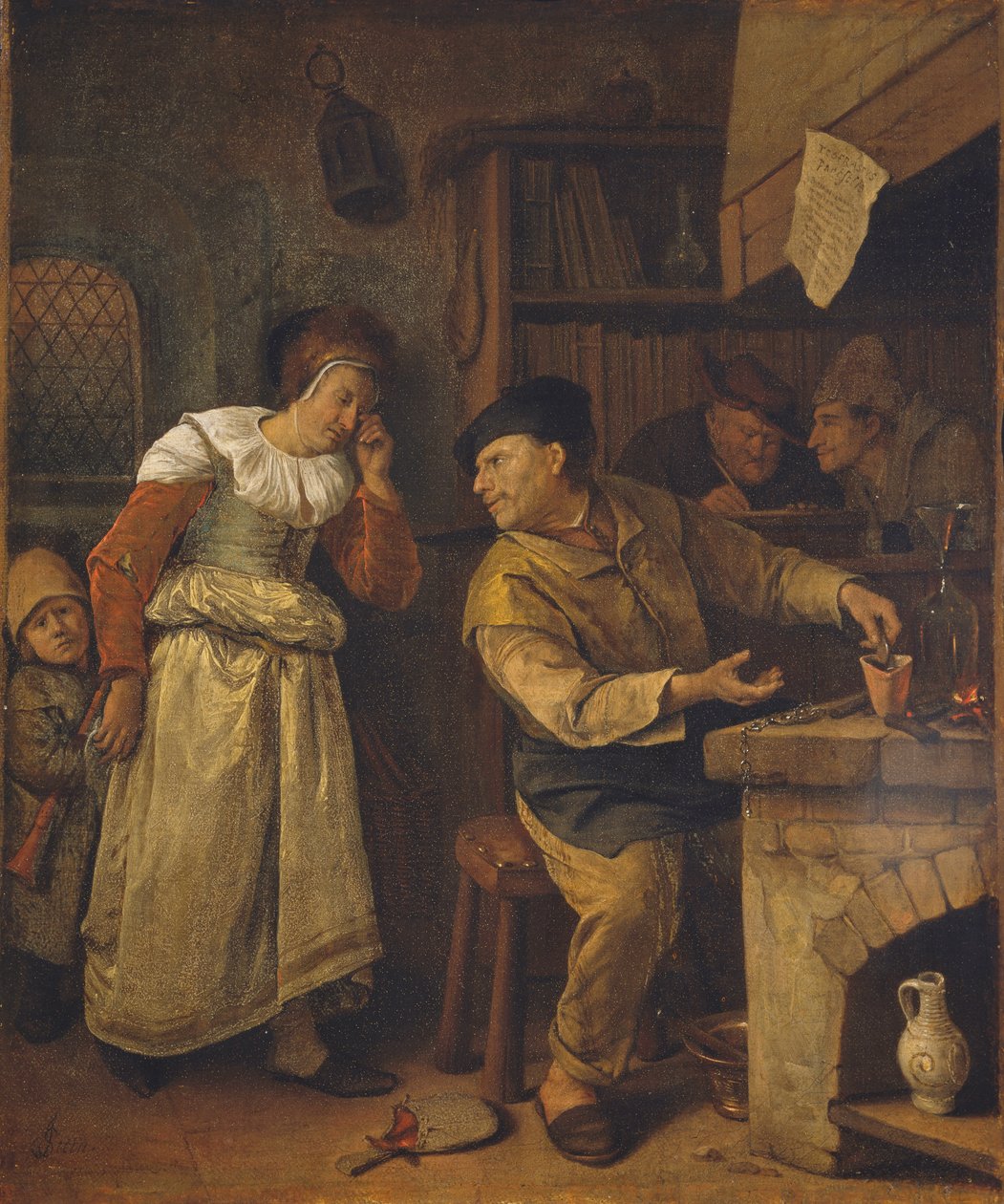 Noterin Huzurunda Bir Kadının Mücevherini Eriten Kuyumcu: Simyacı, c. 1668-70 (tuval üzerine yağlı boya) by Jan Havicksz. Steen