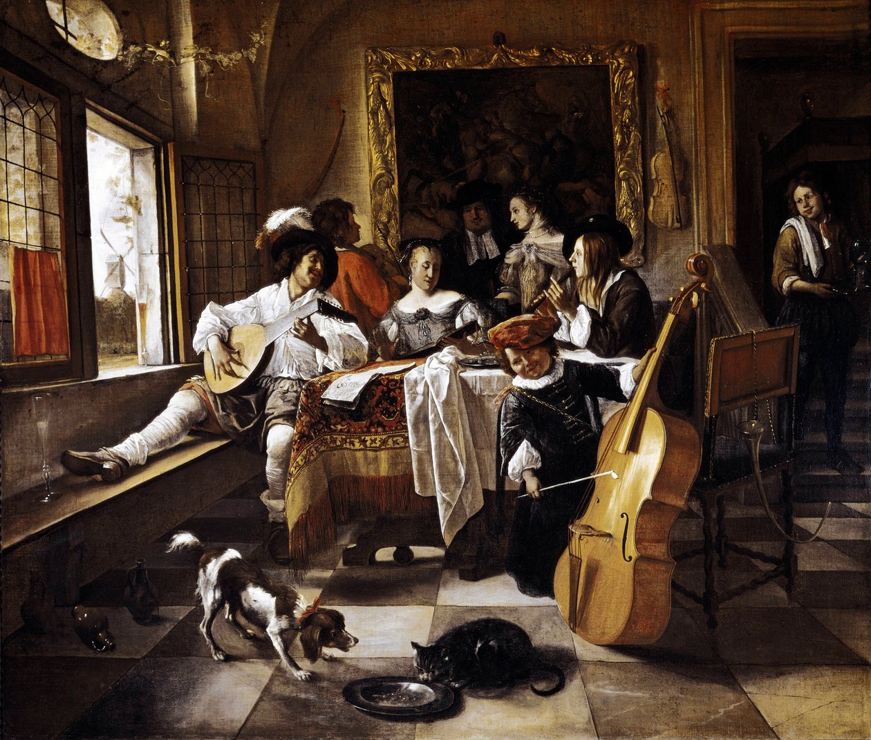 “" Aile Konseri "” Hollandalı bir iç mekan sahnesi. Resim Jan Steen (1626-1679) 1666 Chicago, Chicago Sanat Enstitüsü by Jan Havicksz. Steen