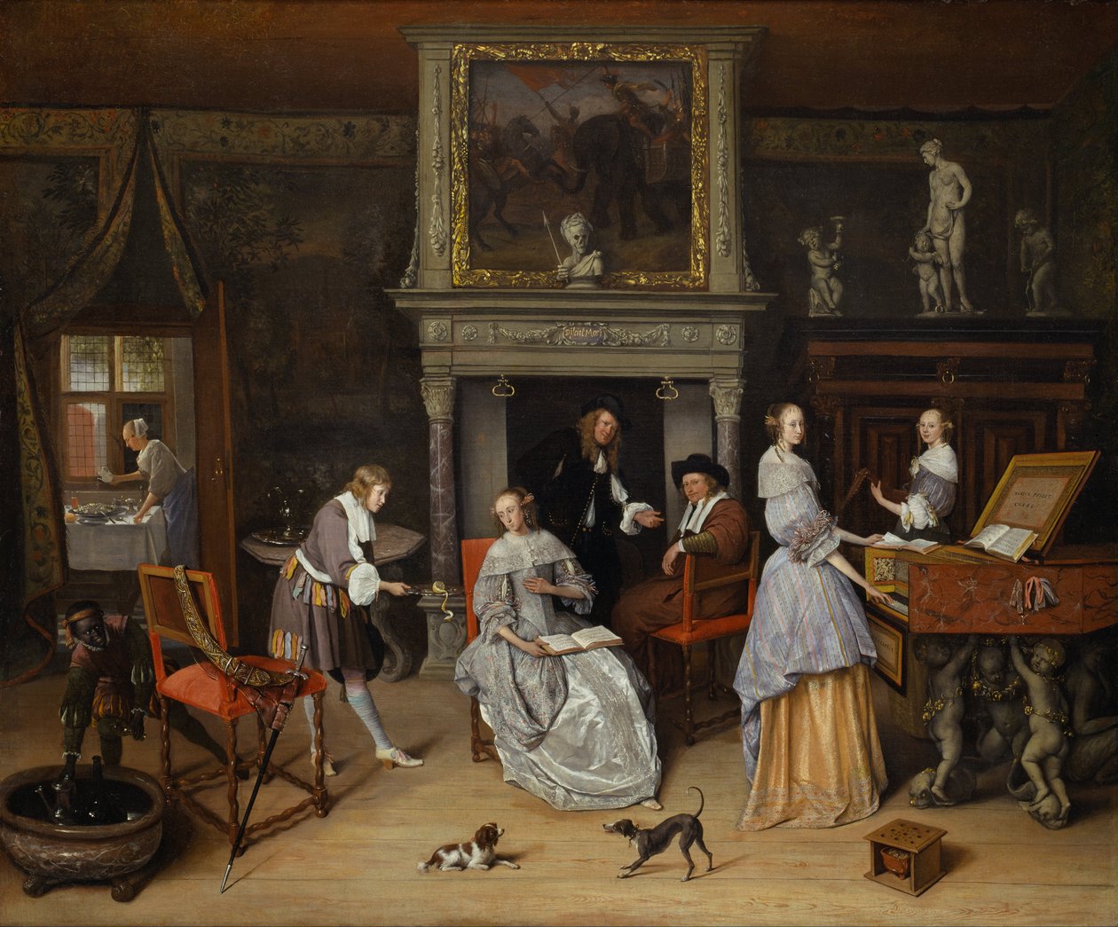 Jan Steen ve Gerrit Schouten Ailesi ile Fantasy Interior, c.1659-60 (tuval üzerine yağlı boya) by Jan Havicksz. Steen