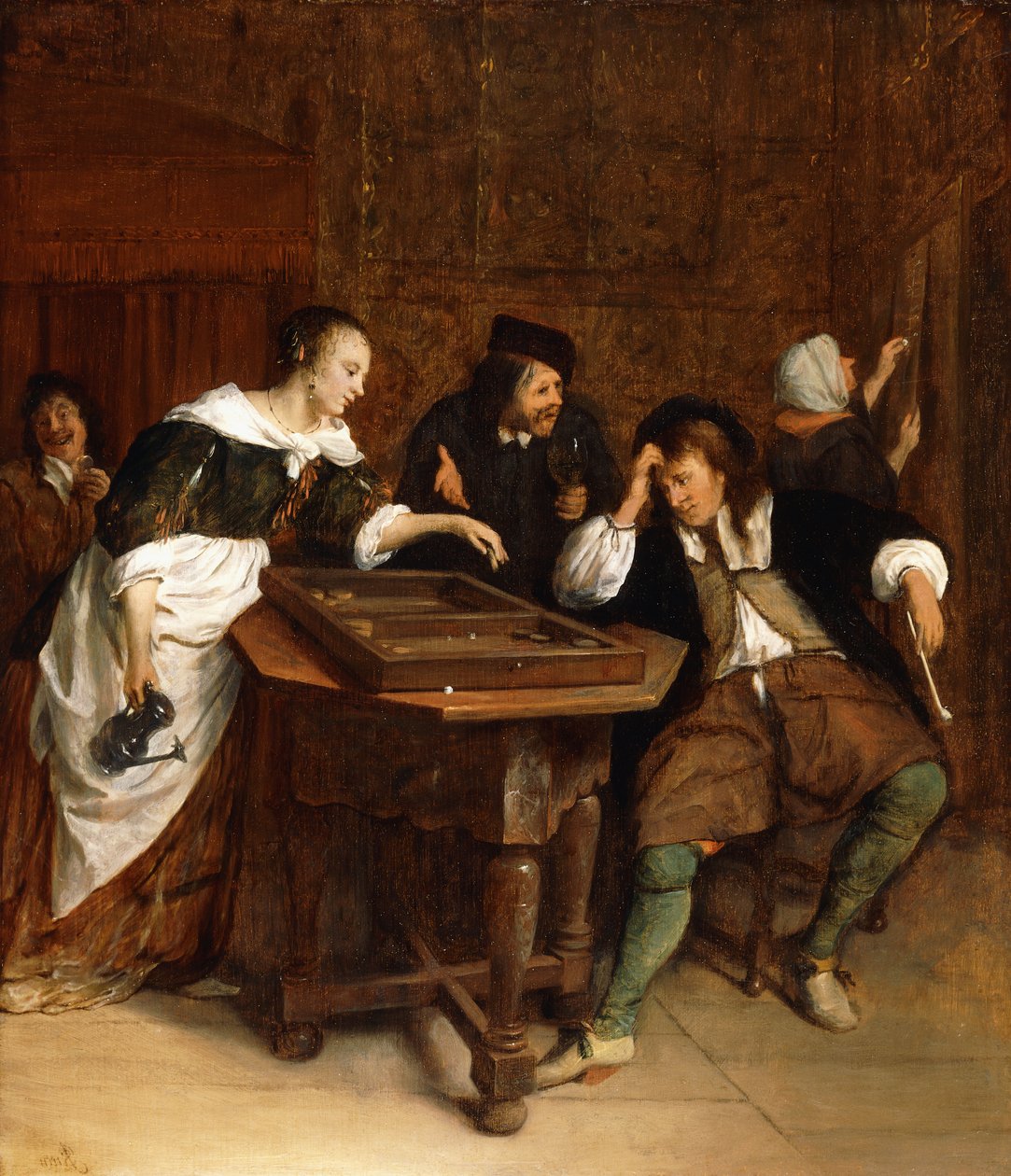 İç Mekanda Tavla Oynayan Soylular by Jan Havicksz. Steen