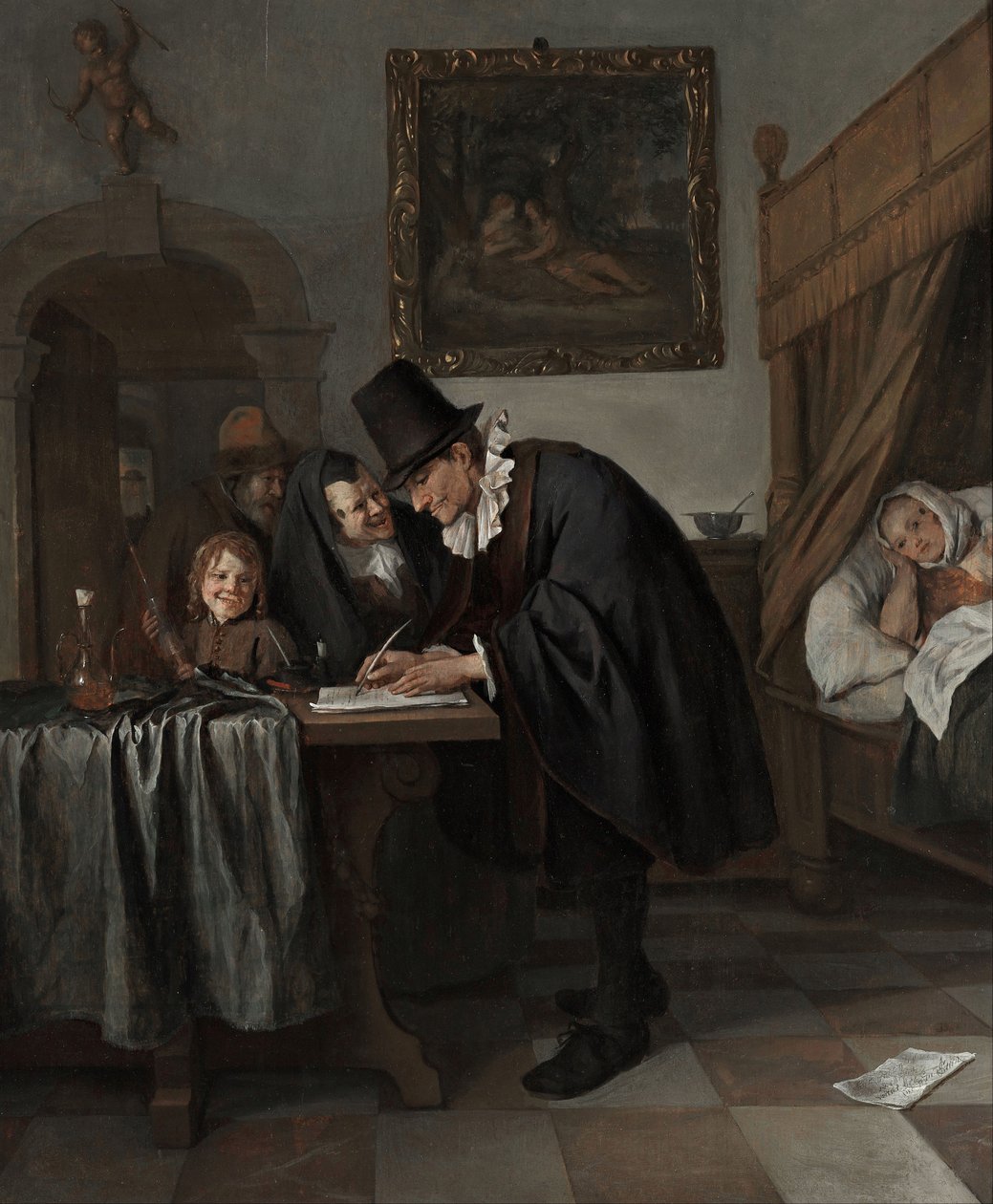 Doktorun Ziyareti, c.1665 (ahşap üzerine yağlıboya) by Jan Havicksz. Steen