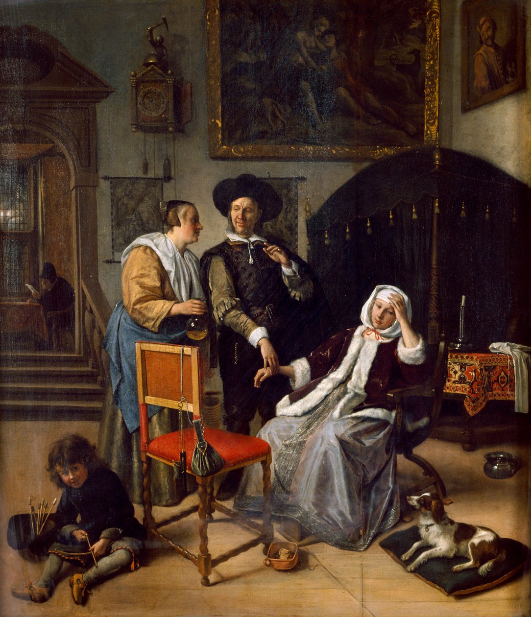 Hekimin Ziyareti (meşe panel üzerine yağlı boya) by Jan Havicksz. Steen