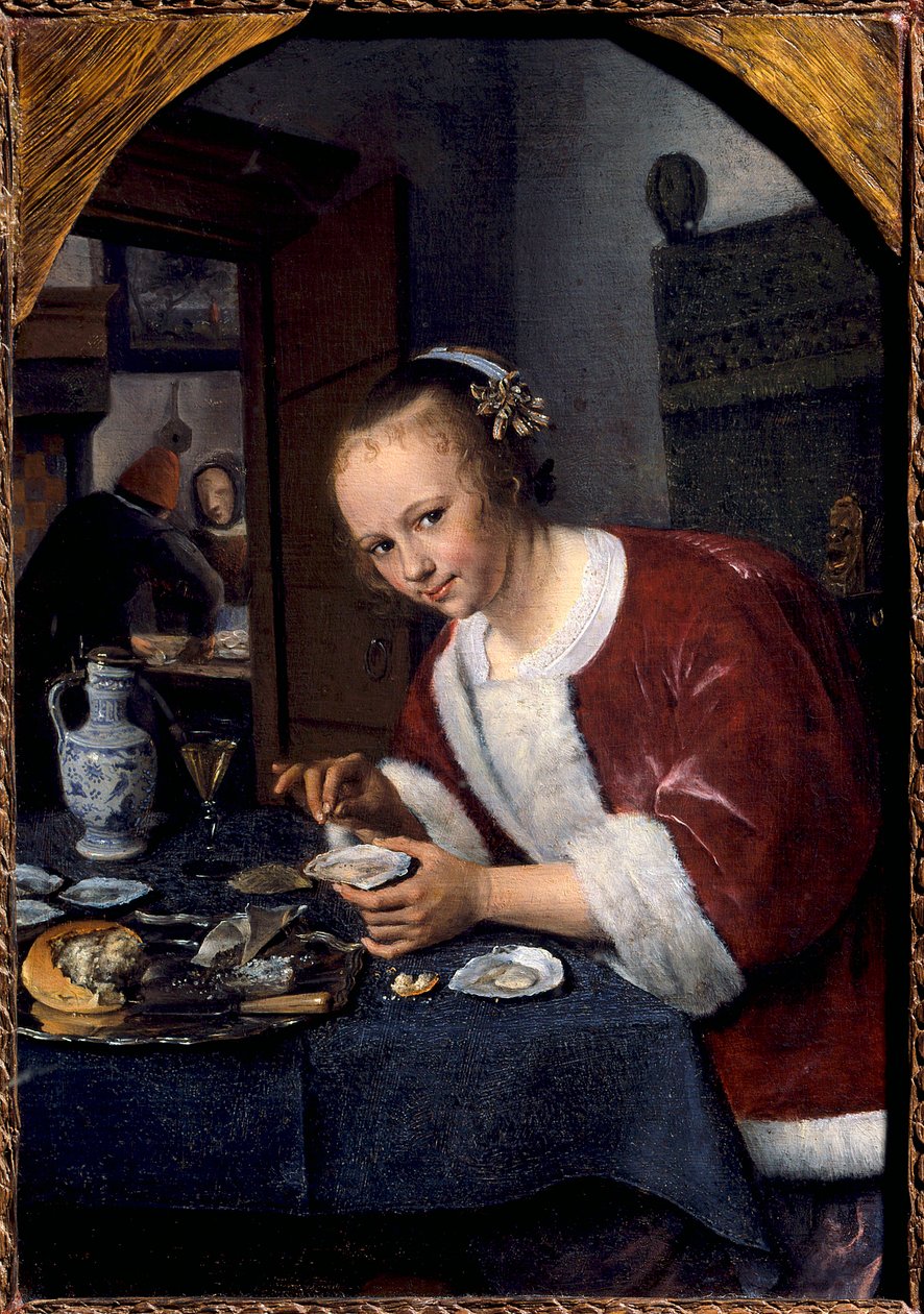 İstiridye yiyen genç kız Tablo Jan Steen (1626-1679) Sun. 0,14x0,2 m Lahey. Mauritshuis by Jan Havicksz. Steen