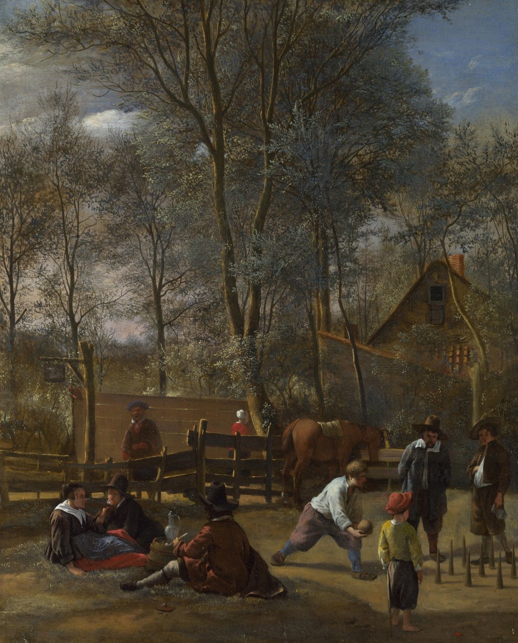 Bir Hanın Dışındaki Kuka Oyuncuları, 1663 civarı by Jan Havickszoon Steen