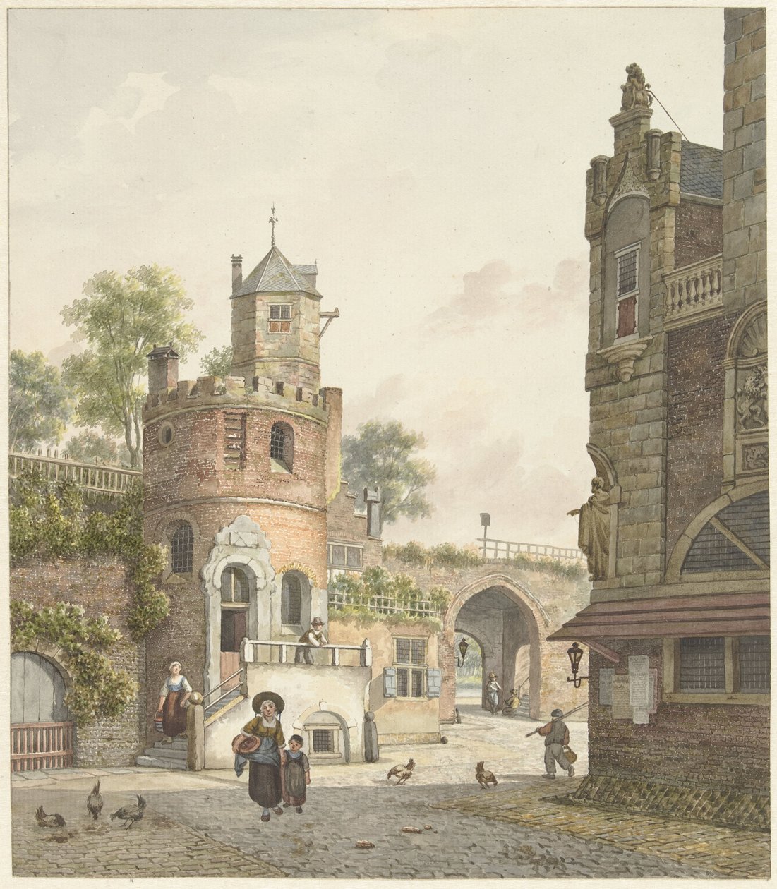 içeriden görülen bir kule ve bir kapı ile şehir duvarı, by Jan Hendrik Verheijen