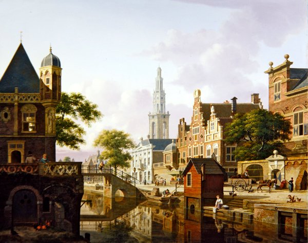 Kanal boyunca bir Hollanda kasabası by Jan Hendrik Verheyen