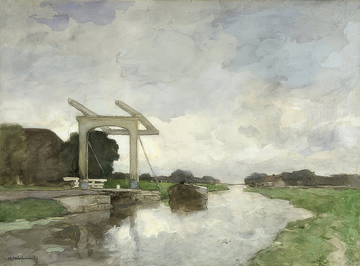 Kuzeyde Zugbrücke. 1890 by Jan Hendrik Weissenbruch