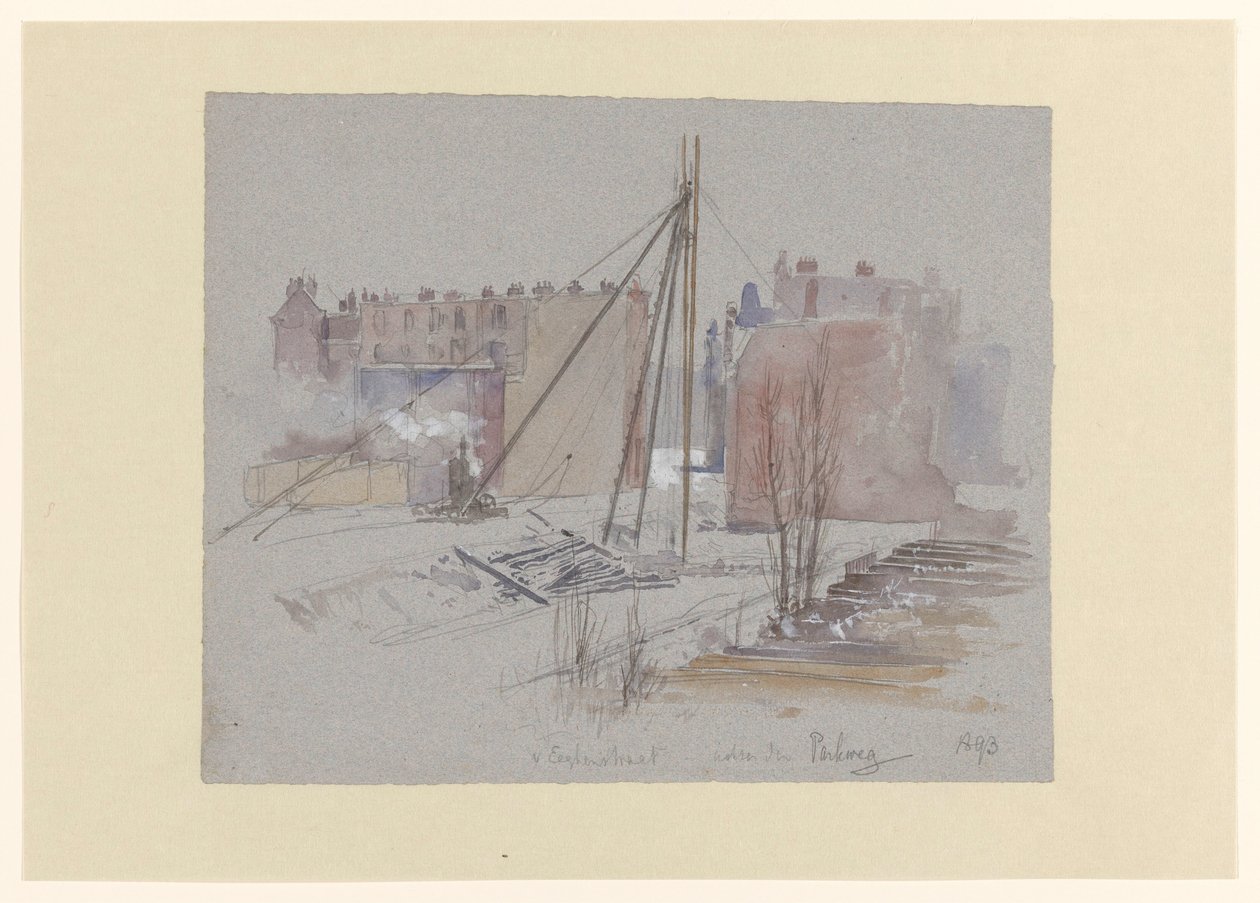 Parkweg'in arkasındaki Van Eeghenstraat'ta kazık işleri by Jan Hoynck van Papendrecht
