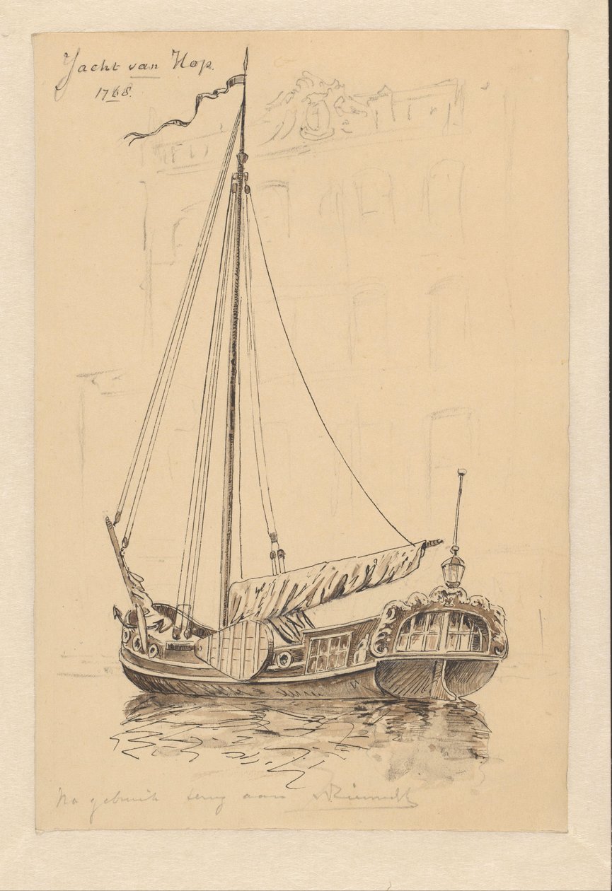 1768 Yacht van Hop'tan yelkenli gemi (nesne üzerindeki başlık) by Jan Hoynck van Papendrecht
