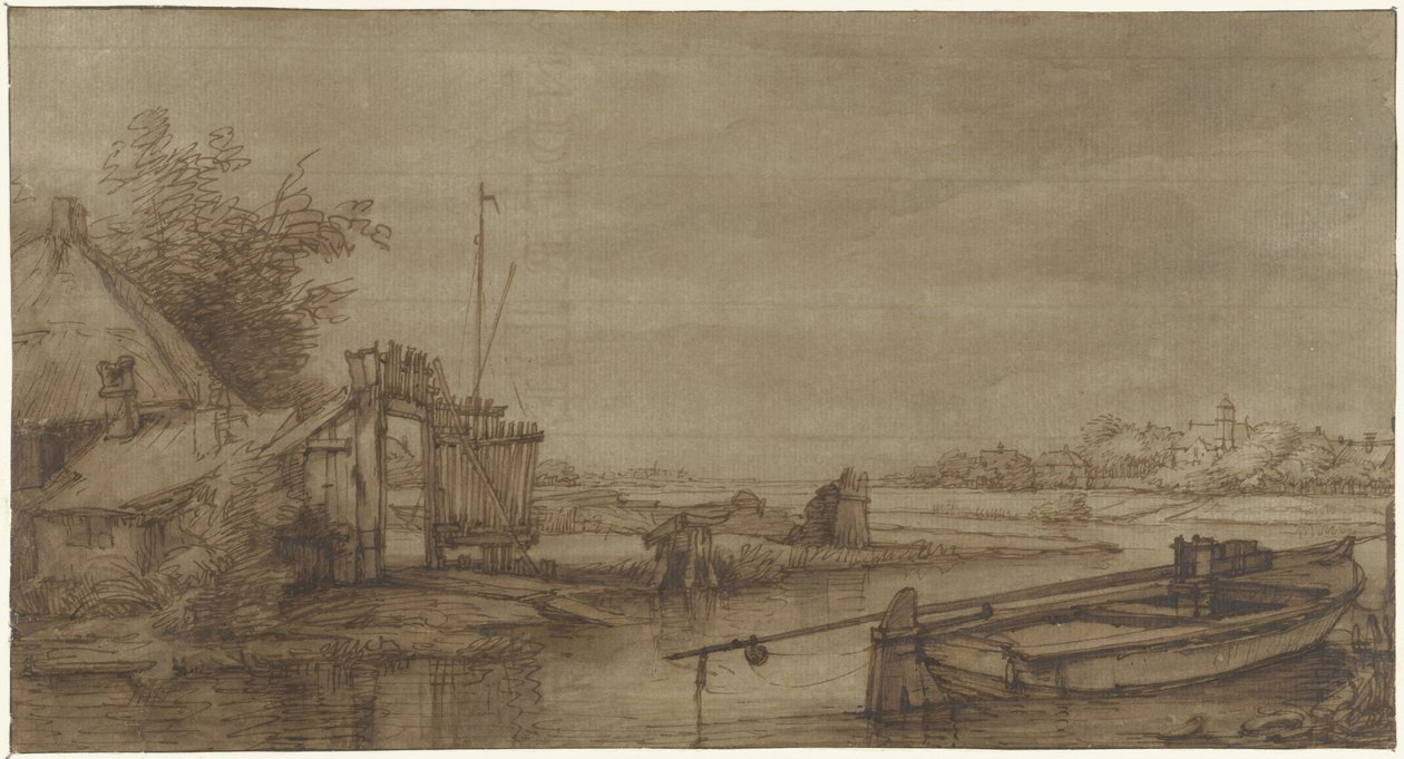 Çiftlik ve yalan mavna ile yelken görünümü by Jan Hulswit (possibly)