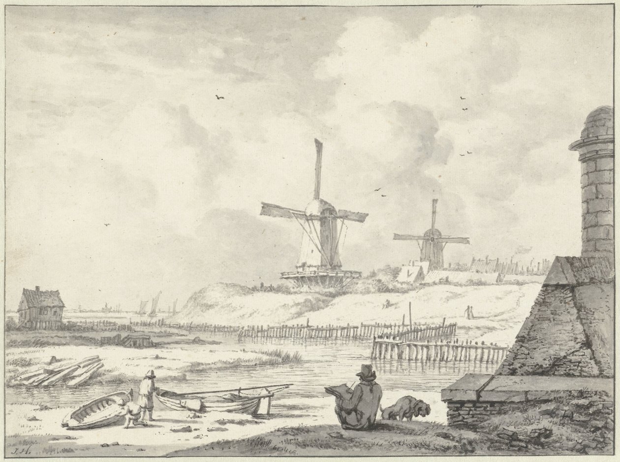 Haarlemmer Poort'un dışındaki Hoogendijk'te eskiz sanatçısı by Jan Hulswit