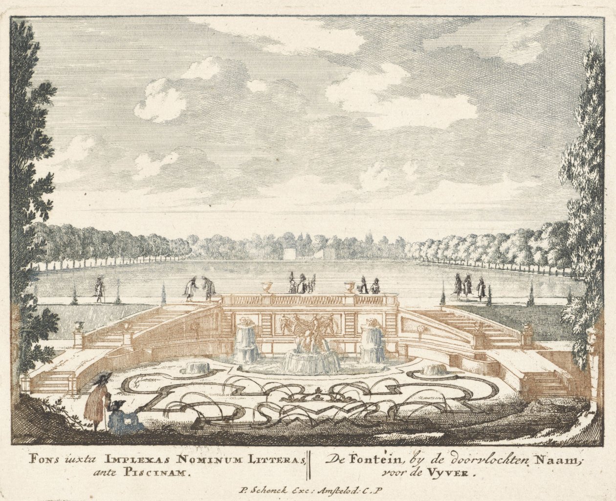 Fountain and large pond in the gardens of Het Loo Palace, 1694-97  by Jan I van Call
