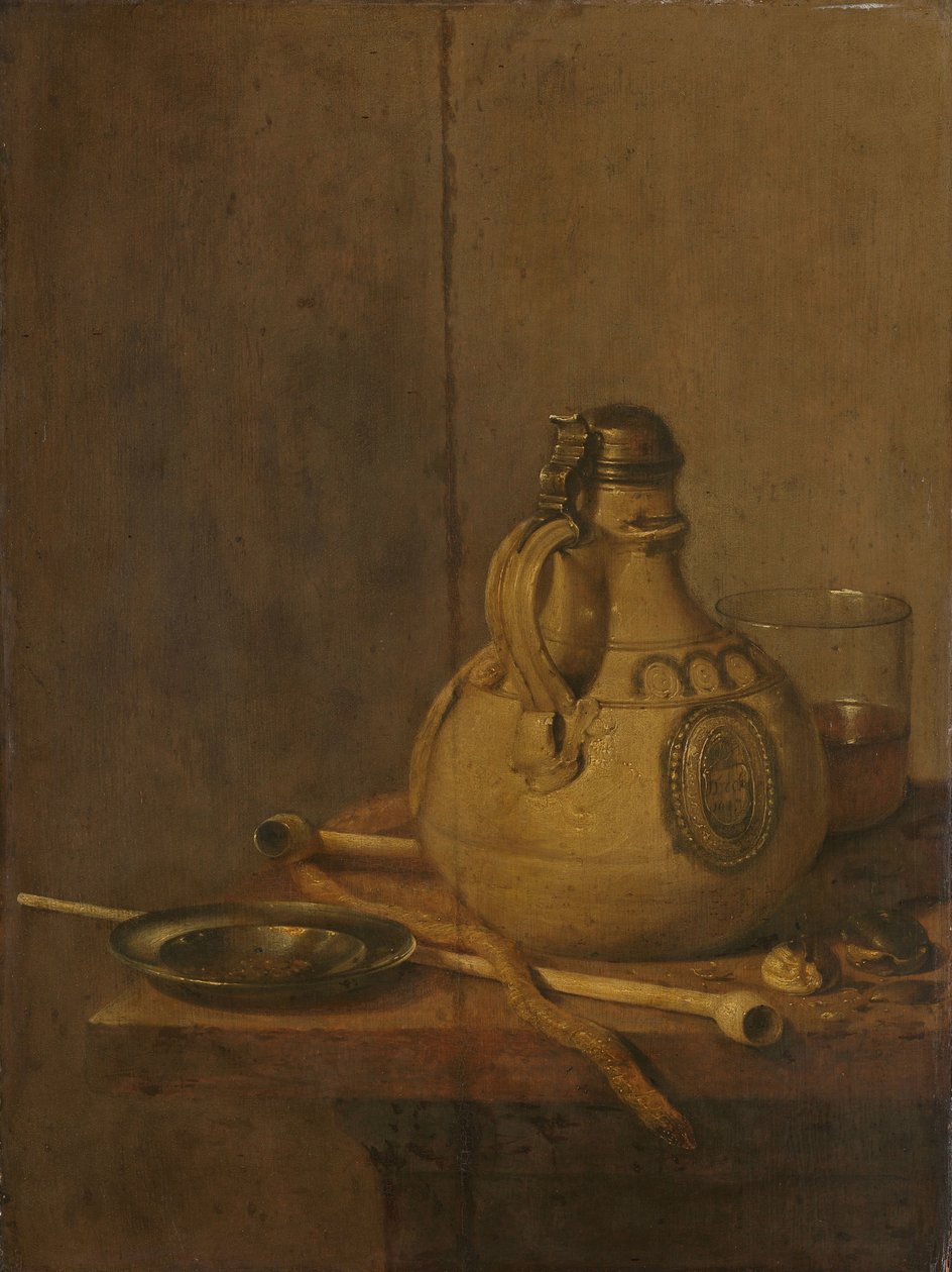 Stoneware Sürahi ve Borular ile Natürmort by Jan Jansz. Treck