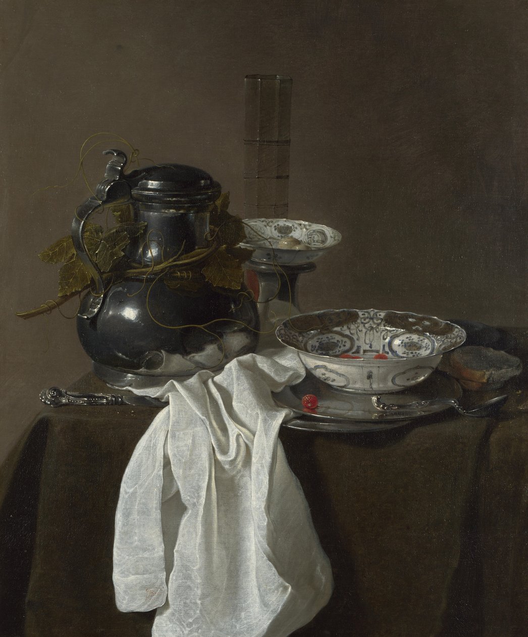 Kalaylı Flagon ve İki Ming Kasesi ile Natürmort, 1651 by Jan Jansz. Treck