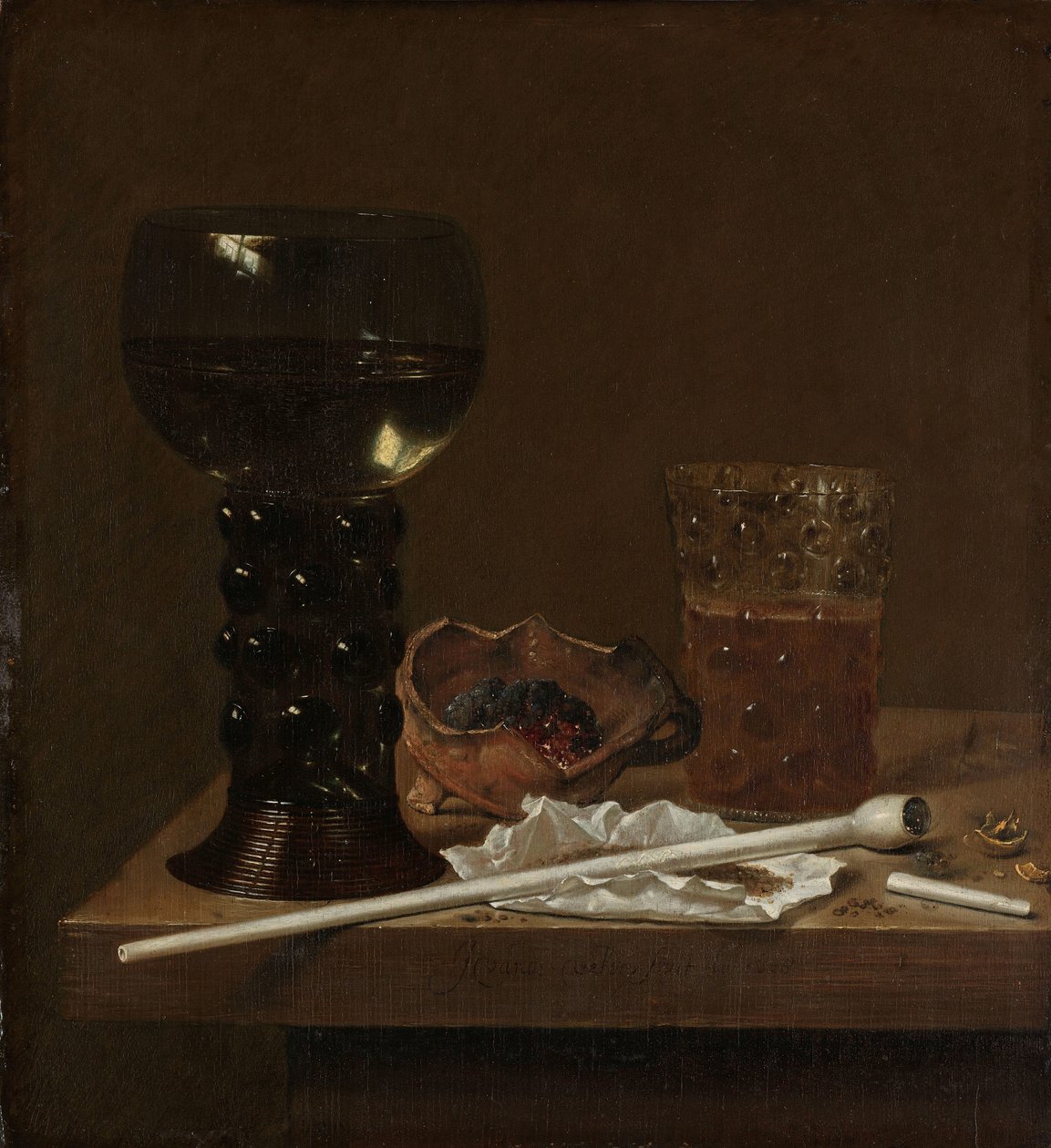 Roemer, Bira Bardağı ve Pipo ile Natürmort by Jan Jansz. van de Velde (III)
