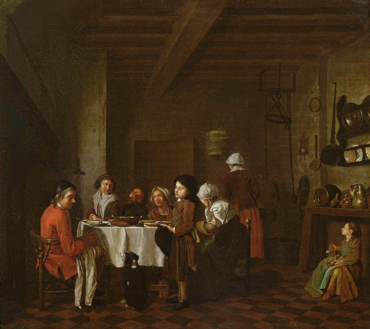 İç sahne, aile yemeği by Jan Josef the Elder Horemans