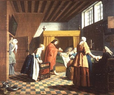 Doktorun Ziyaretleri - Bir Hollanda Atasözü: Doktor İsa Olarak Betimlenir (dörtlü setten biri) by Jan Josef the Elder Horemans