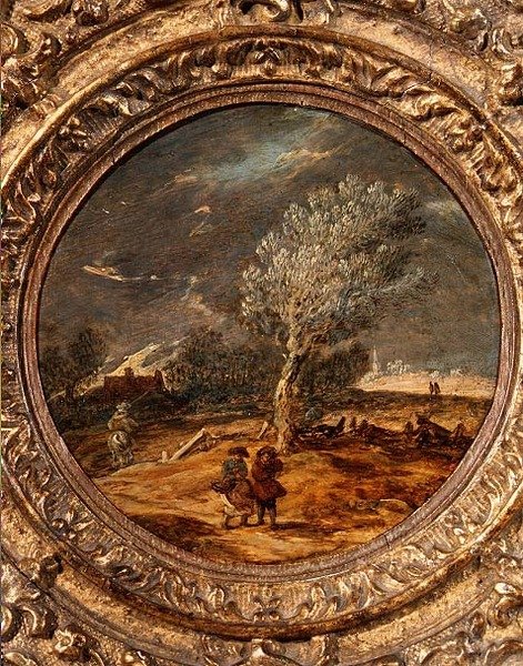 Sert bir rüzgar esen bir fundalığı geçen rakamlar by Jan Josefsz. van (circle of) Goyen