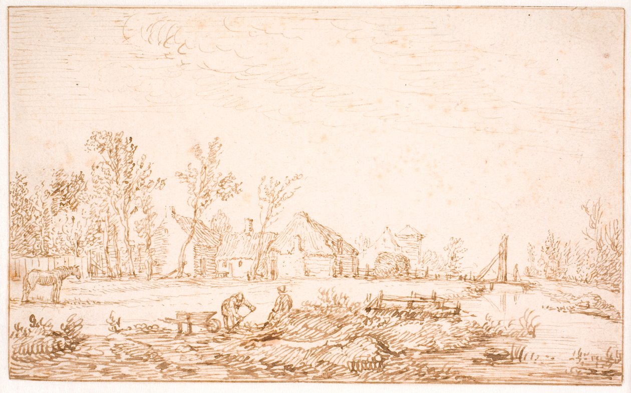 Bir köyün yakınında bir kanal by Jan Josefsz van Goyen