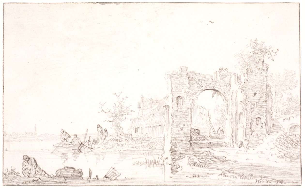 Bir harabe ile nehir manzarası by Jan Josefsz van Goyen