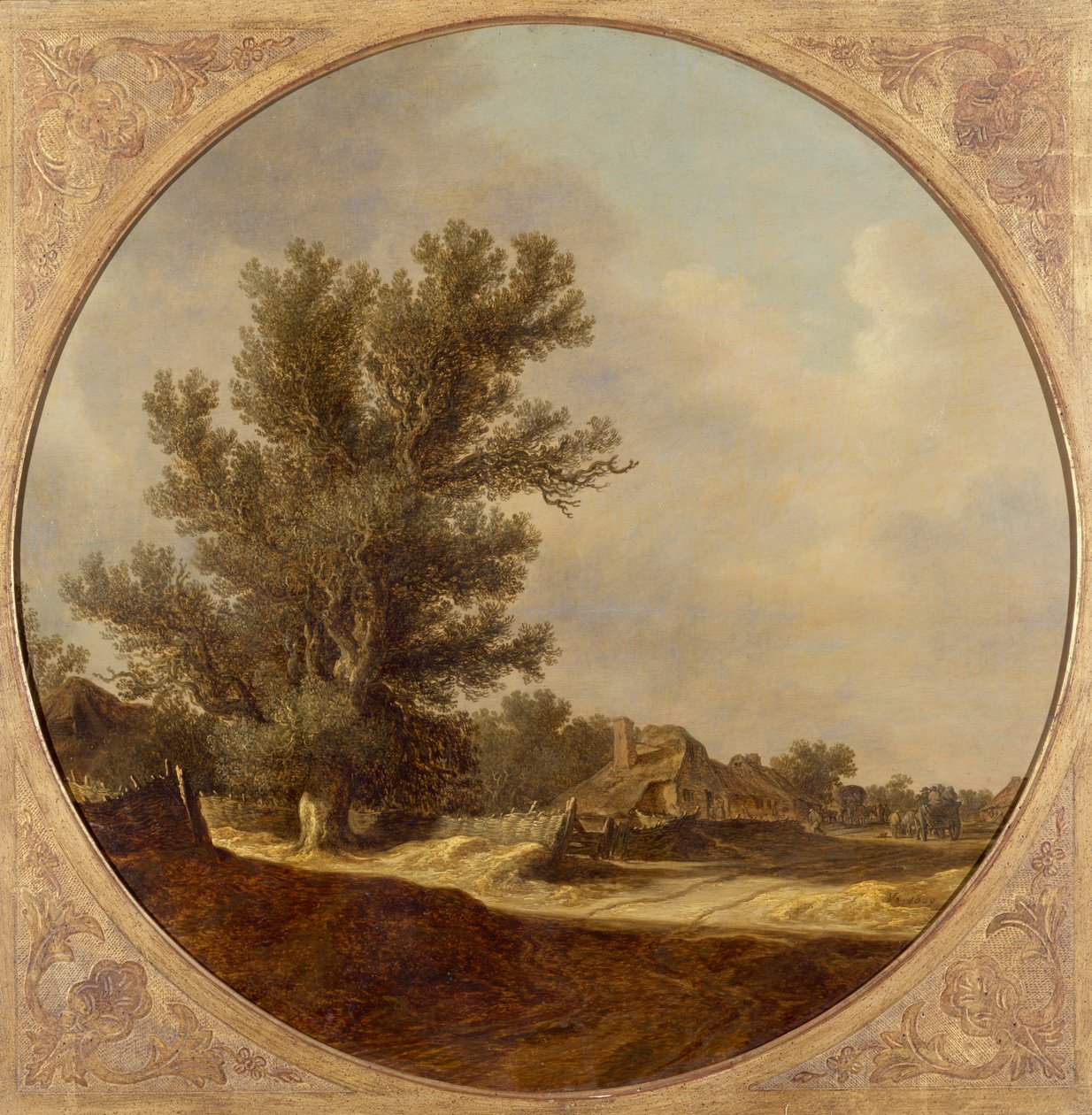 Gezginlerle Bir Ülke Yolunda Meşe Ağacı by Jan Josephsz van Goyen
