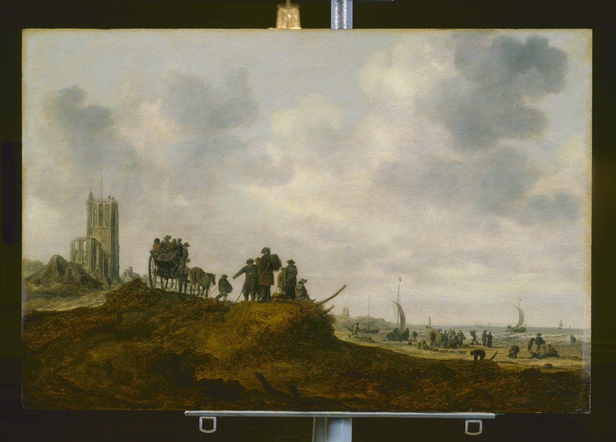 Egmond Aan Zee'deki Eski Kilise (ahşap üzerine yağlı boya) by Jan Josephsz van Goyen