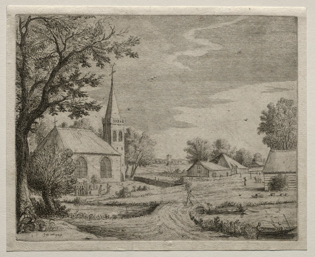 Köy Kilisesi. by Jan Josephsz van Goyen