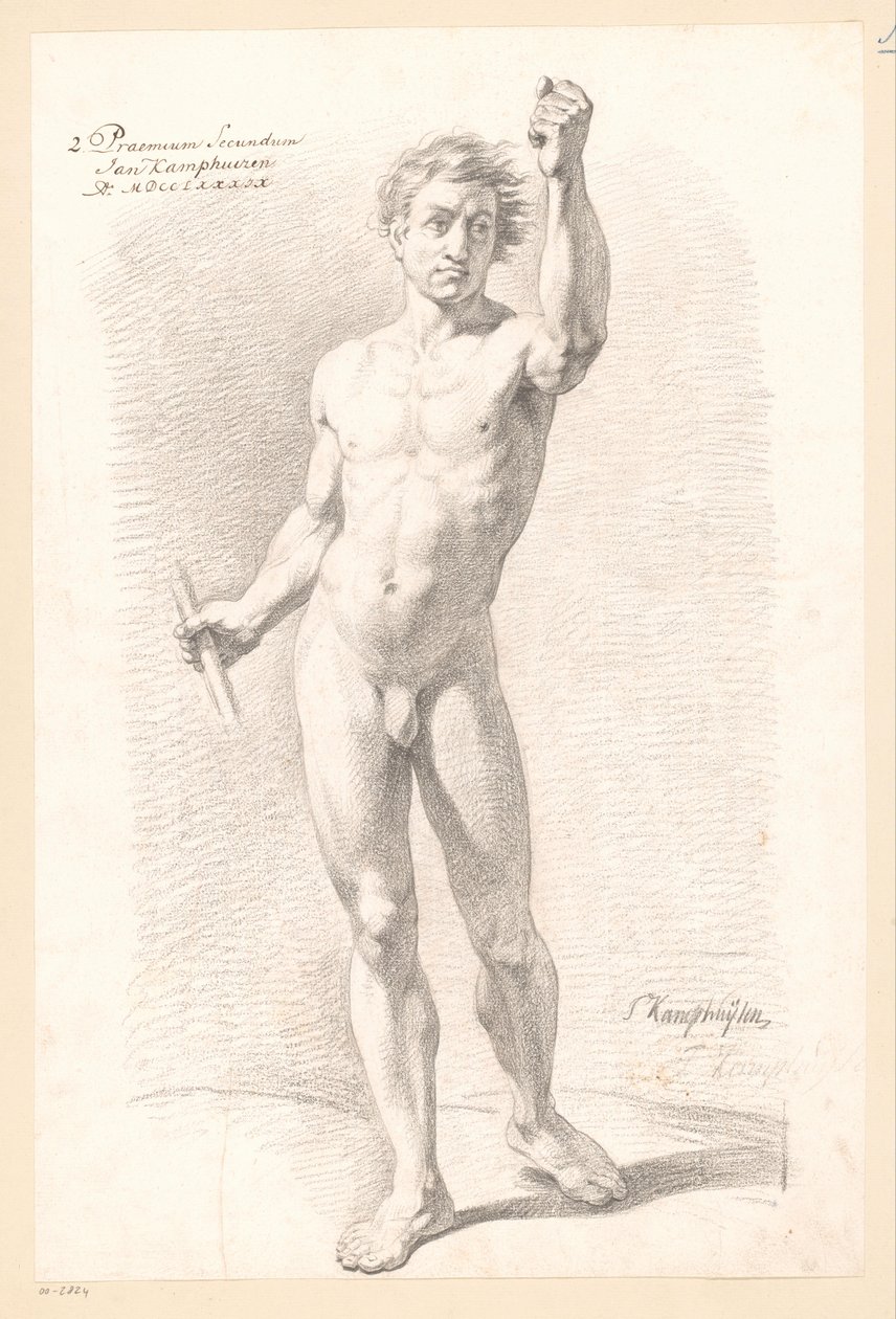 Önden bakıldığında çıplak duran erkek (2. ödül 1789) by Jan Kamphuijsen