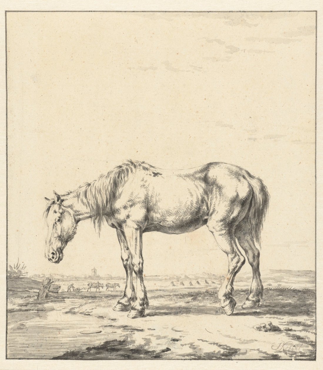 Bir su kenarında duran yaşlı at by Jan Kobell (II)